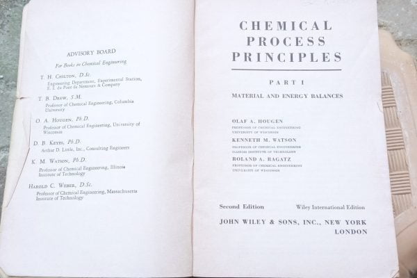 CHEMICAL PROCESS PRINCIPLES Part I/Olaf A.HOUGES - Görsel 2