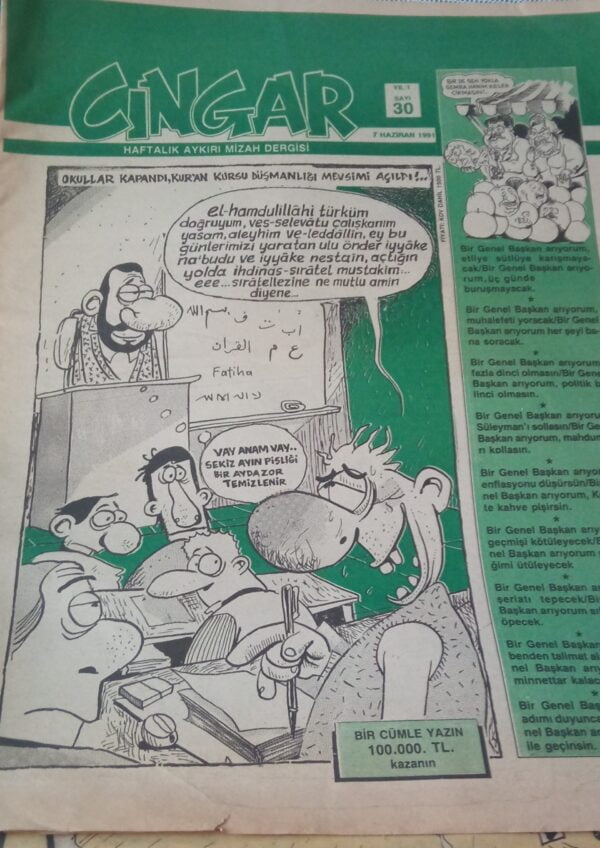 CINGAR Haftalık Aykırı Mizah Dergisi-30-2 HAZİRAN 1991