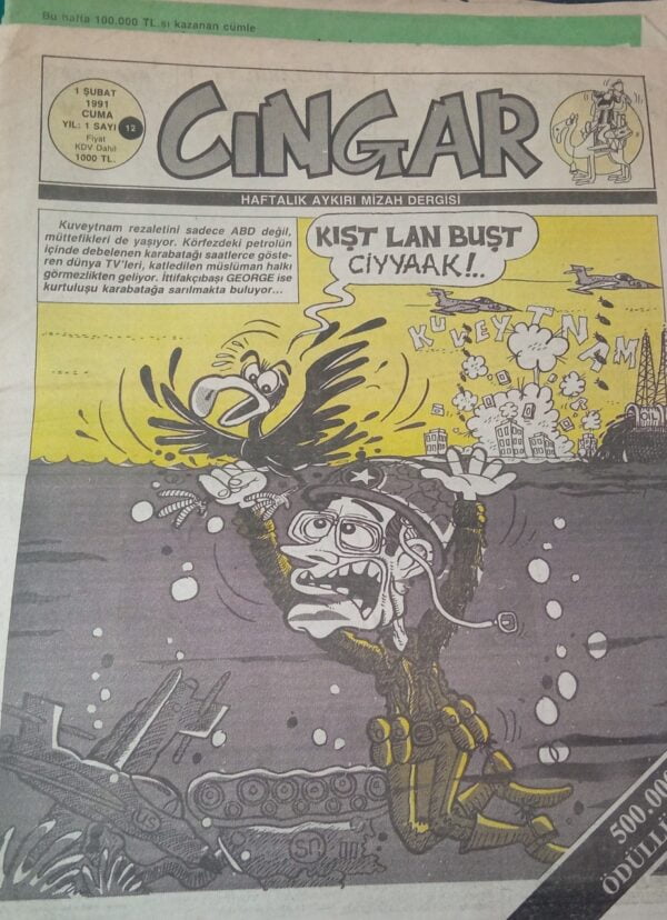CINGAR Haftalık Aykırı Mizah Dergisi-sayı 12-1 ŞUBAT 1991