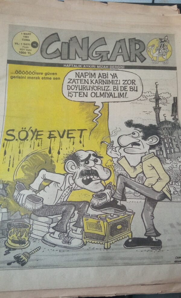 CINGAR Haftalık Aykırı Mizah Dergisi-sayı 43-6 EYLÜL 1991