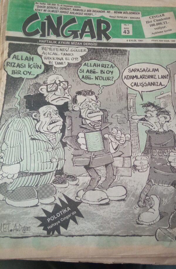 CINGAR Haftalık Aykırı Mizah Dergisi-sayı 16-1 Mart 1991