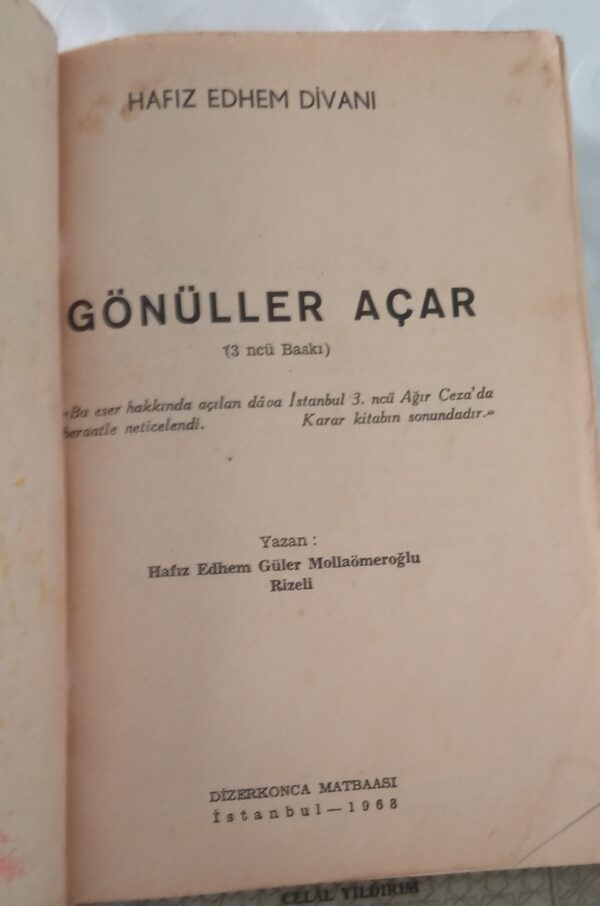 Hafız Ethem Divanı GÖNÜLLER AÇAR/Hafız Ethem Mollaömeroğlu(Rize'li) - Görsel 2