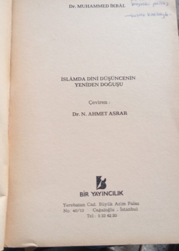 İslamda Dini Düşüncenin Yeniden Doğuşu/Muhammed İKBAL - Görsel 2