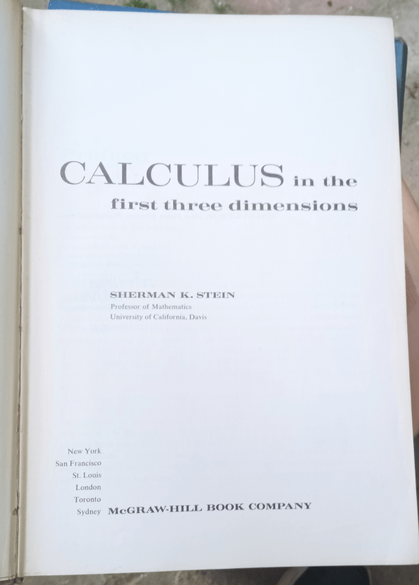 stein:calculus in the first three dimensions/Sherman K.Stein - Görsel 2