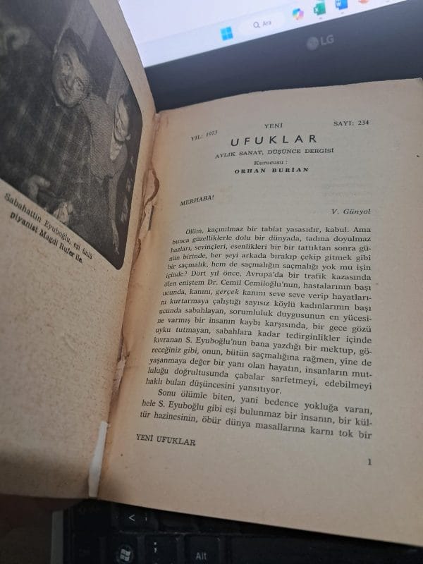 YENİ UFUKLAR Aylık Sanat, Düşünce Dergisi(SABAHATTİN EYÜBOĞLU ÖZEL SAYISI) MART 1973-SAYI 234 - Görsel 2